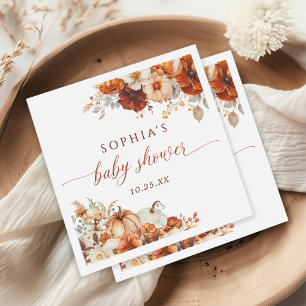 Boho Fall Floral Pumpkin Baby Shower  Napkin