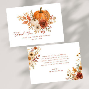 Boho Fall Floral Pumpkin Bridal Shower Thank You Card