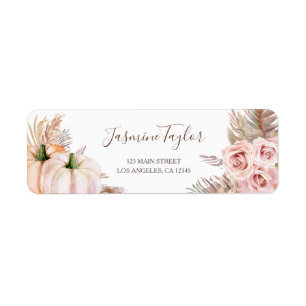 Boho Fall Floral Pumpkin Return Address Label