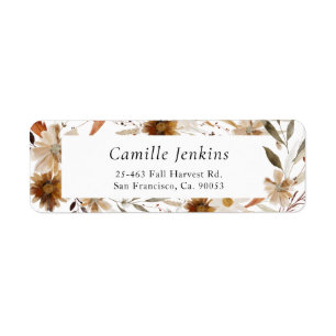 Boho Fall Floral Return Address Label