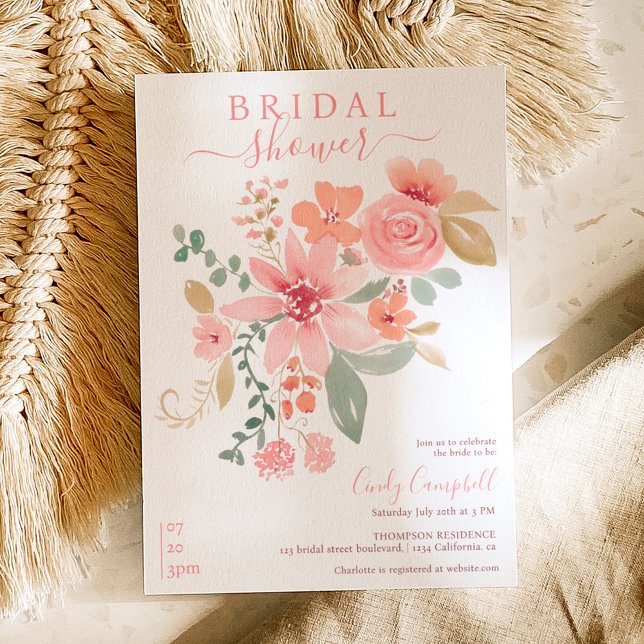 Boho fall floral watercolor bridal shower invitation (Creator Uploaded)