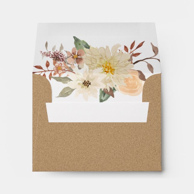BOHO Fall Floral Watercolor Leaf Foliage RSVP Envelope (Back (Bottom))