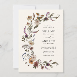 Boho Fall Floral Wedding Invitation