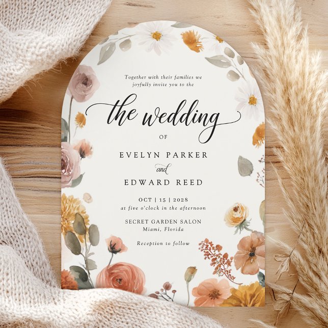 Boho Fall Floral Wedding Invitation (Creator Uploaded)