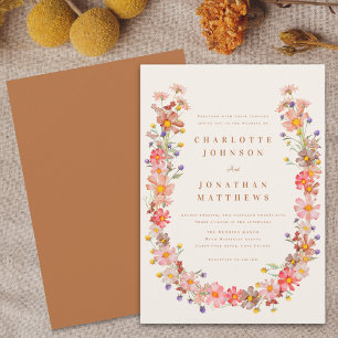 Boho Fall Floral Wedding Invitation