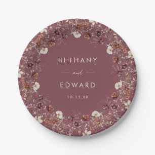 Boho Fall Floral Wedding Paper Plate