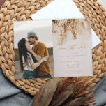 Boho Fall Flowers Photo Wedding Save The Date<br><div class="desc">A romantic,  modern photo realistic fall wedding save the date featuring a neutral dried floral bouquet in wheat,  ochre and rust tones. Click to edit to customise this design with your photo and details.</div>