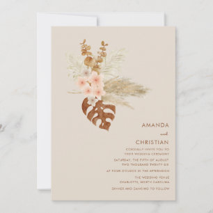 Boho Fall Flowers Rustic Outdoor Wedding Invitation