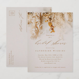 Boho Fall Flowers Wedding Bridal Shower Invitation Postcard