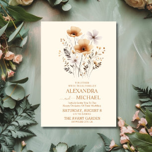 Boho Fall Flowers Wedding Invitation