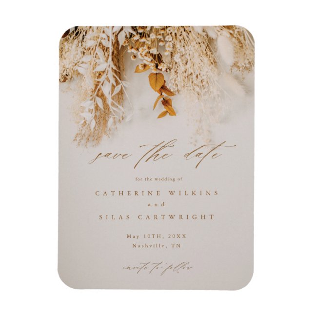 Boho Fall Flowers Wedding Save The Date Magnet (Vertical)