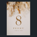 Boho Fall Flowers Wedding Table Number<br><div class="desc">A romantic,  modern photo realistic fall wedding table card featuring a neutral dried floral bouquet in wheat,  ochre and rust tones.</div>