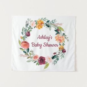 Boho Fall in Love Chic Autumn Baby Shower Backdrop Tapestry