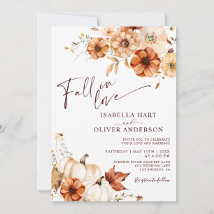 Boho Fall In Love Cream Pumpkin Wedding invitation