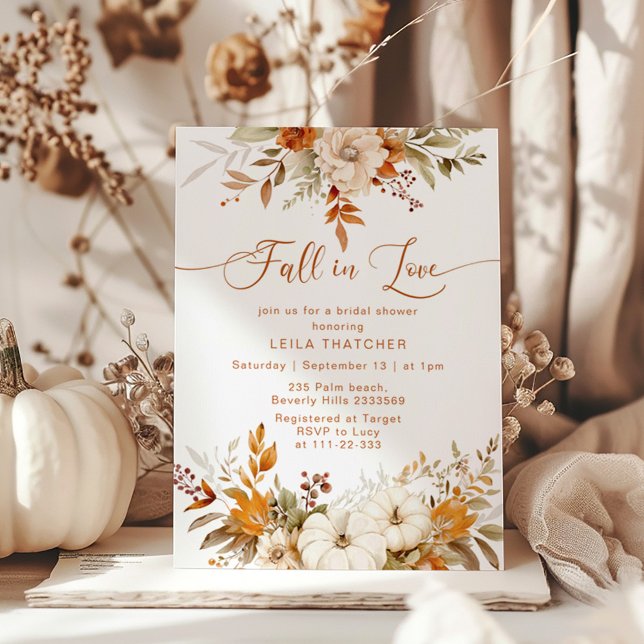 Boho Fall in Love terracotta autumn bridal shower Invitation (Creator Uploaded)