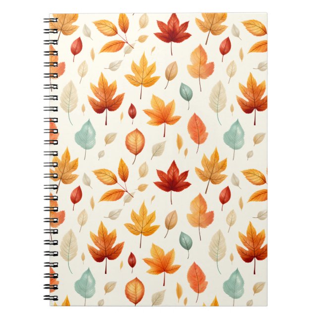 Boho Fall Leave Pattern Autumn's Beauty with Style Notebook (Front)
