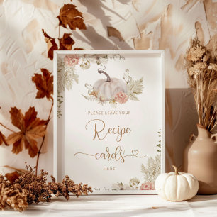 Boho fall leave your recipe card here poster