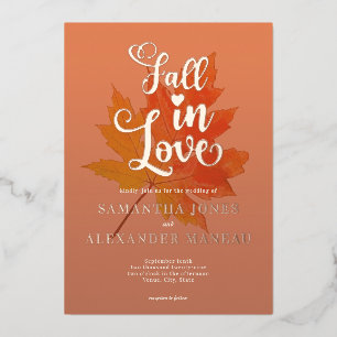 Boho Fall Leaves Burnt Orange Fall in Love Wedding