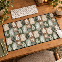 Boho Fall Leaves Sage Earthy Brown Pattern