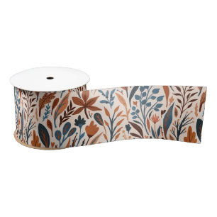 Boho Fall Leaves Satin Ribbon