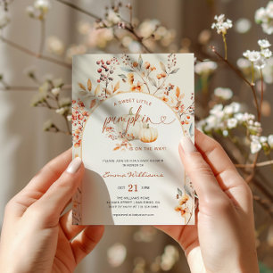 Boho Fall Little Pumpkin Baby Shower Arch Invitation