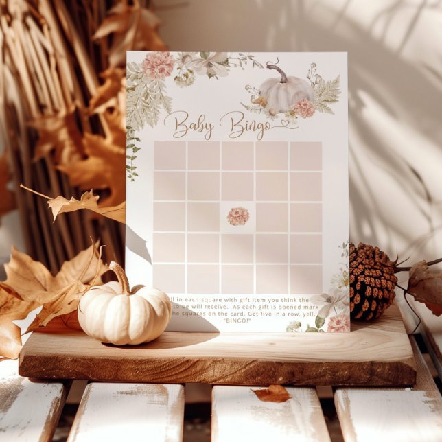 Boho fall Little pumpkin floral baby bingo game (Creator Uploaded)
