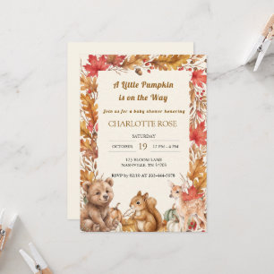 Boho Fall Little Pumpkin Woodland Baby Shower Invitation