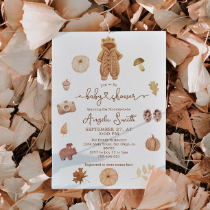 Boho Fall Minimalist Modern Neutral Baby Shower Invitation