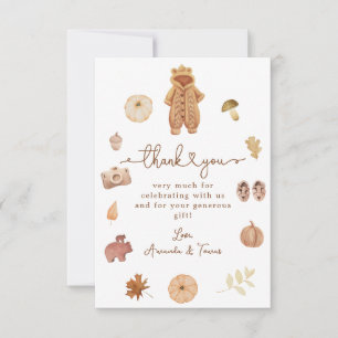 Boho Fall Minimalist Modern Neutral Baby Shower Thank You Card