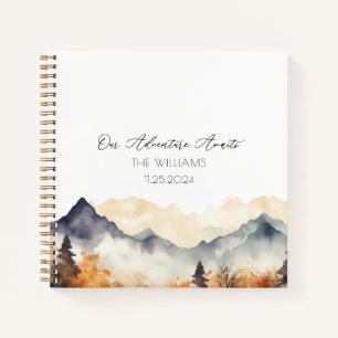 Boho Fall Mountain Watercolor Wedding Guest  Notebook