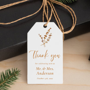 Boho Fall Orange Thank You Wedding Favours Tags