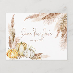 Boho Fall Pampas Grass Save the Date Postcard