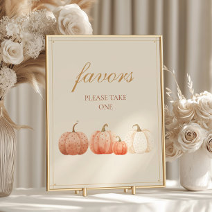 Boho Fall Polka Dot Pumpkins Baby Shower Favour Poster