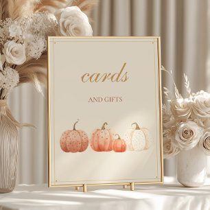 Boho Fall Polka Dot Pumpkins Cards and Gifts Poster