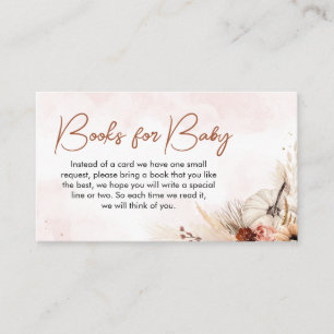 Boho Fall Pumpkin Baby Shower Books for Baby Enclosure Card