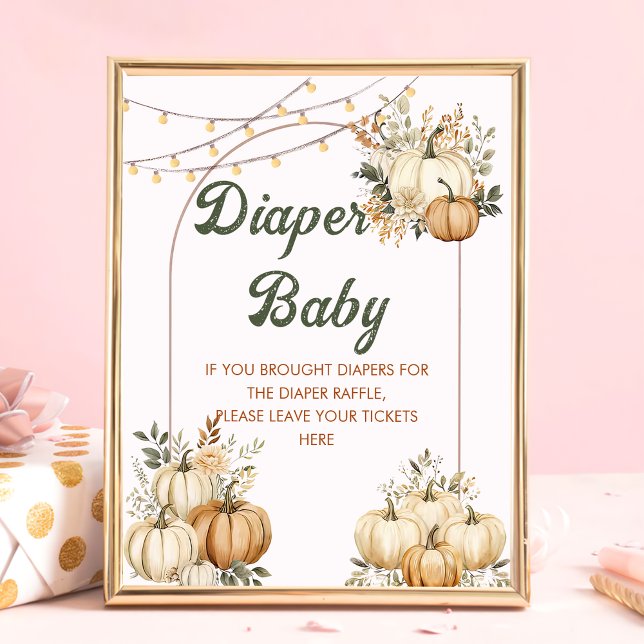 Boho Fall Pumpkin Baby Shower Diaper Raffle Poster (Creator Uploaded)