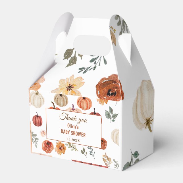 Boho Fall Pumpkin Baby Shower Favour Box (Front Side)