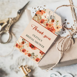 Boho Fall Pumpkin Bridal Shower Favour Thank You Gift Tags