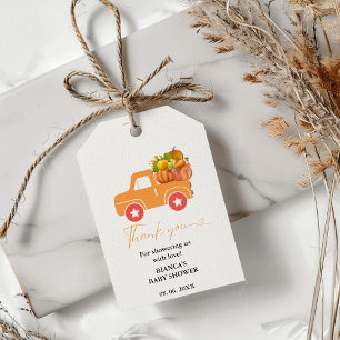 Boho Fall pumpkin car  thank You BAby shower Gift Tags