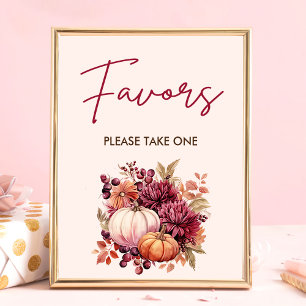 Boho Fall Pumpkin Favours Baby Shower Poster