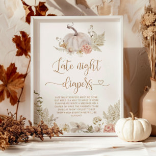Boho fall pumpkin Late night diapers game Poster