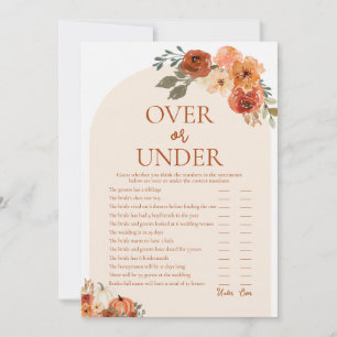 Boho Fall Pumpkin Over or Under Bridal Shower Game Invitation