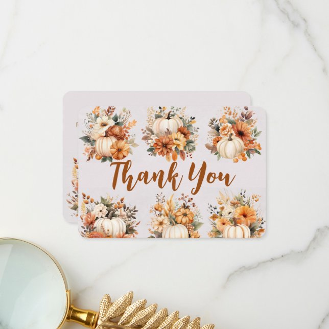 Boho Fall Pumpkin Thank You (Front/Back In Situ)