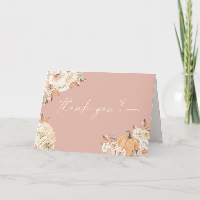 Boho Fall Pumpkin Thank You Card (Front)