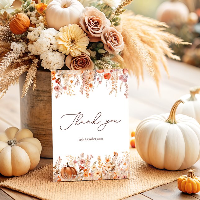 Boho Fall Pumpkin Thank You Card (Creator Uploaded)