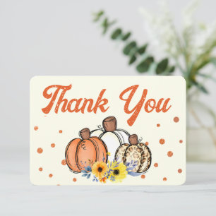 Boho Fall Pumpkin Thank You Card