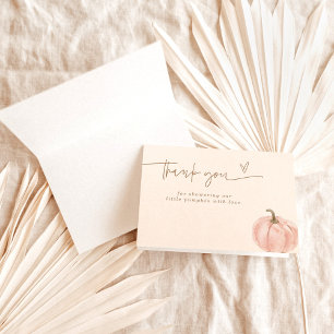 Boho Fall Pumpkin Thank You Card, Pink Baby Shower
