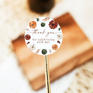 Boho Fall Pumpkin Thank You Favor Sticker