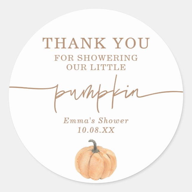 Boho Fall Pumpkin Thank You Favour Sticker (Front)