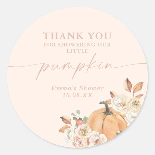 Boho Fall Pumpkin Thank You Favour Sticker (Front)